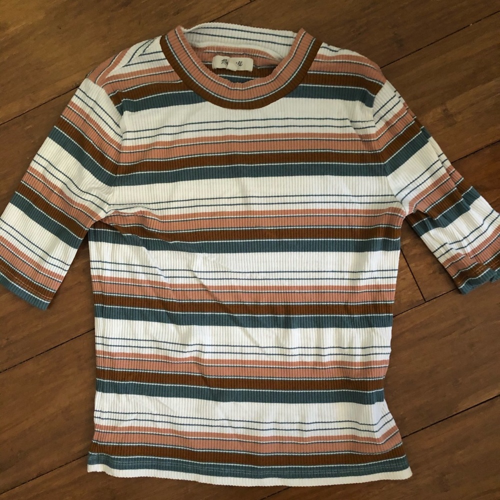 Madewell form fitting mid sleeve top